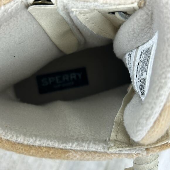 Sperry Women’s 7.5 Saltwater Cream Tan Buffalo Check Wool Ivory Duck Boots NEW - Picture 10 of 11